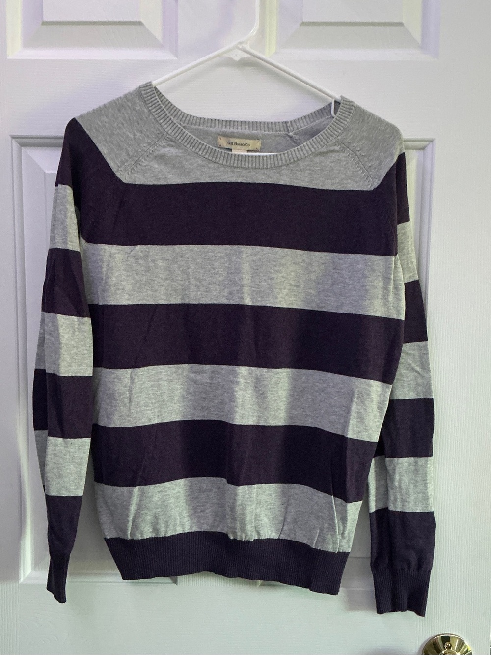 Striped Crewneck Sweater in Gray and Black by J. Crew